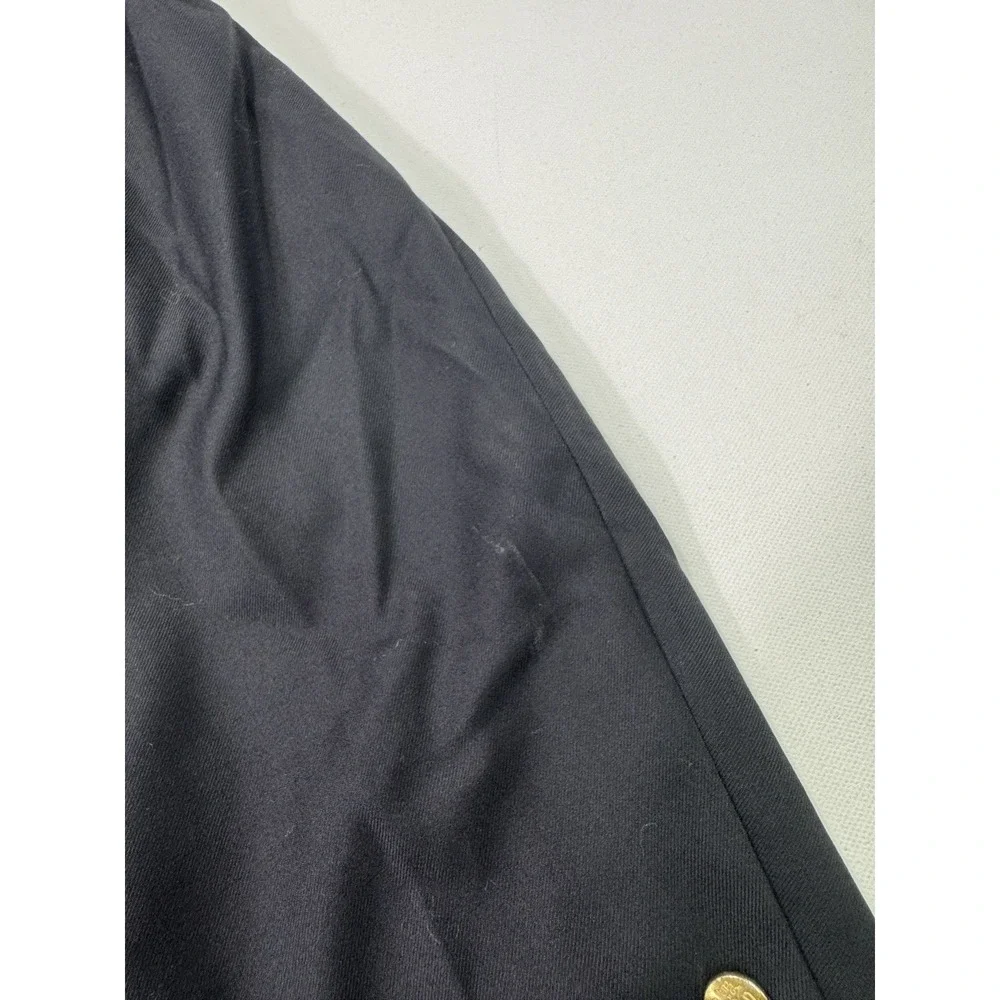 Jos A Bank Signature Blazer Mens 48L Black Wool Gold Crest Button Sport Coat